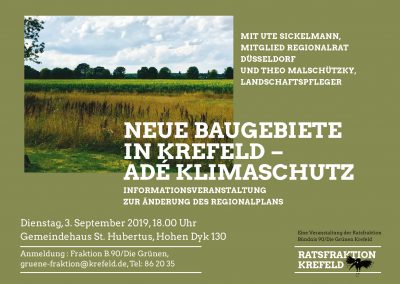 Infoabend: Neue Baugebiete in Krefeld – Adé Klimaschutz @ Gemeindehaus St. Hubertus